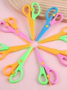 1/5/10 piezas Tijeras de de plástico de color aleatorio que no lastiman las manos Tijeras para manualidades - Multicolor - Ver 3