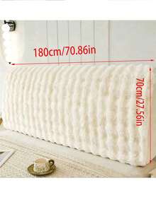 1pc Soft Plush Headboard Cover, Warm Dust-Proof Headboard Protector For Winter, Decorative Open-Style Dual-Sided Fleece Headboard Cover, Large Size Pet-Friendly Furniture Protector, Easy To Clean, Warm For Autumn/Winter - White - View 9