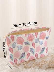 1pc Portable Cosmetic Storage Bag Ocean Series Shell & Starfish Pattern Double-Sided Print Travel Zipper Makeup Pouch Multifunctional Toiletry Organizer - Multicolor - View 3