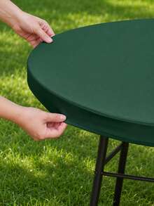 1pc-Hunter Green Stretch Spandex Tablecloth 6FT, Fitted Rectangular Table Cover For 72 X 30 Inch Tables, Washable Elastic Tablecloth For Christmas, Weddings, Parties And Outdoor Events - Green - View 1