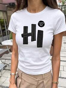 女士时尚短袖T恤 | 精致设计 | 夏季必备 | 百搭易配 | 展现您的时尚风格 - 白色 - 查看 3