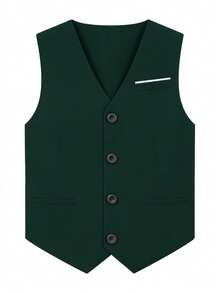 Setelan Jas Pria 3 Potong, Terdiri dari Blazer, Celana Panjang, dan Rompi, Pakaian Formal Modis untuk Pernikahan dan Pesta - Dark Green - View 6