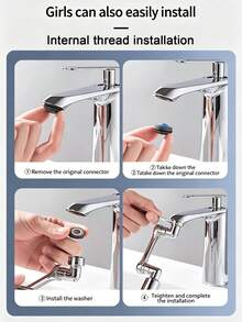 1/2pcs 360° Rotating Single/Dual Mode Kitchen & Bathroom Splash-Proof Faucet Aerator, Anti-Splash Sink Accessory, Dual Water Flow Output Mode, Faucet Extender, Rotatable Extender, Hand Wash Faucet, Bathroom Sink Faucet Replacement, Consumable - Multicolor - View 6