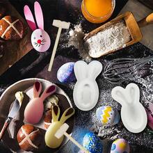 Paquete de 2 moldes de silicona de conejo de Pascua para chocolate con 2 martillos de madera, moldes de conejo de Pascua para hornear moldes de gelatina de conejo, orejas de conejo, huevo, chocolate, - Molde para huevos de Pascua - Ver 7