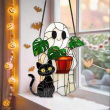 1pc Ghost Wind Catcher - Colorful Acrylic Window Hanging Decoration, Cute Ghost & Plant Decor, Gothic Sun Catcher, Quirky Home Decor, Halloween Window Decoration, Haunted House Aesthetic, Suitable For Home, Bedroom, Living Room, Wall Decor (Remove Protective Film Before Use, Made Of Acrylic Instead Of Glass) Room Decor Bedroom Decor Halloween Decor Autumn Decor - Multicolor - View 10