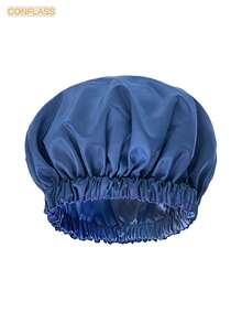 CONFLASS 1pc Satin Waterproof Shower Cap Hair Care Cap Solid Color Bohemian Style Shower Cap For Daily Use In Spring Summer Autumn Winter - Multicolor - View 8