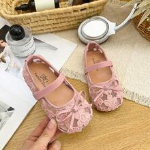 1 Paar Mädchen-Prinzessinenschuhe im koreanischen Stil, 2026 Frühling/Sommer Neu Mesh-Fahrschuhe, weiche Sohle stilvolle Schuhe, Ballettschuhe Slip-On Sandalen, Cut Out Schleife Blumen-Flachschuhe - Pink - Übersicht 5