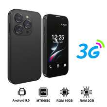 هاتف ذكي صغير SERVO بنظام أندرويد 9.0، شاشة 3.0 بوصة، ذاكرة 16GB ROM، واي فاي، GPS، كاميرا مزدوجة، 3G WCDMA، شريحتين اتصال مع وضع الاستعداد - الأسود - مشاهدة 16