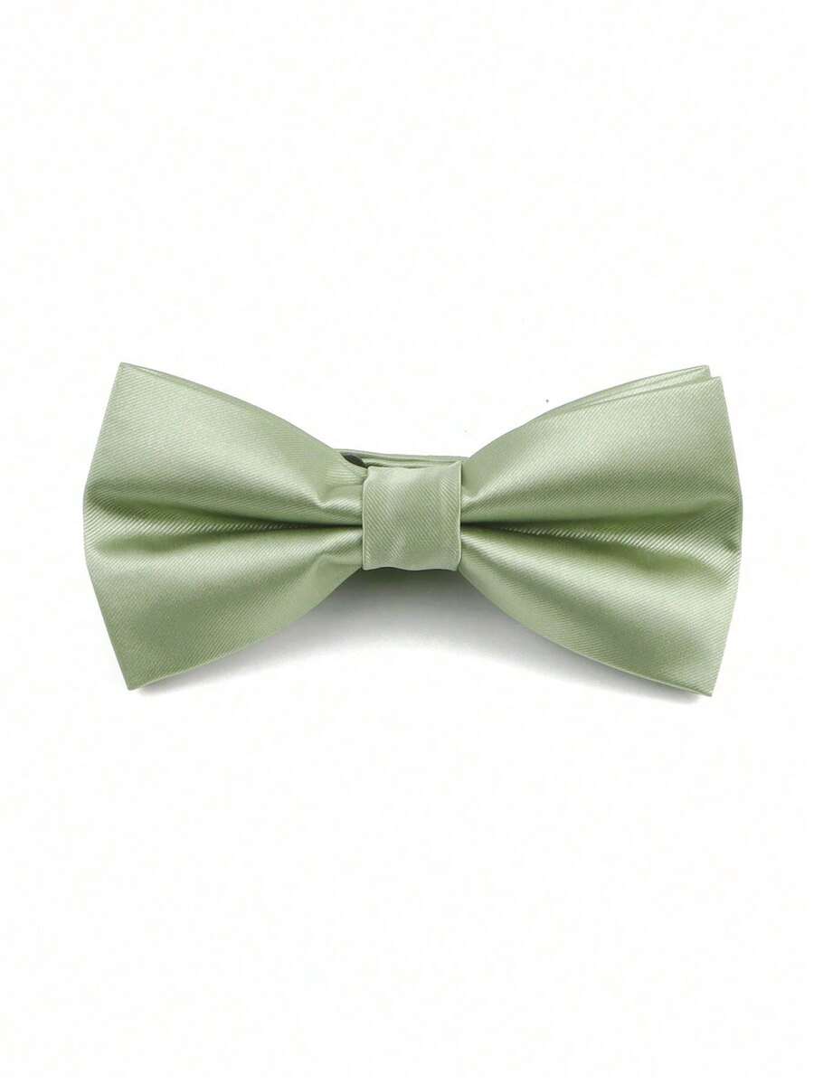 Elegant Sage Green Formal Bow Tie, Smooth Satin Neck Accessory For Suit, Tuxedo, Holiday Parties And Special Occasions - Green - View 1