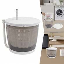 2-In-1 Manual Mini Portable Washing Machine, Compact Washing Machine, Manual Spin Dryer, Clothes And Vegetable Washing Machine - Grey - View 3