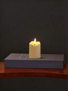 1PC High-End Realistic Plastic Ivory White Electronic LED Decorative Candle, Smokeless Candle Light, Modern Home Bedroom Decor Lamp, Christmas Wedding Atmosphere Light, Holiday Gift Souvenir - Wave - View 11
