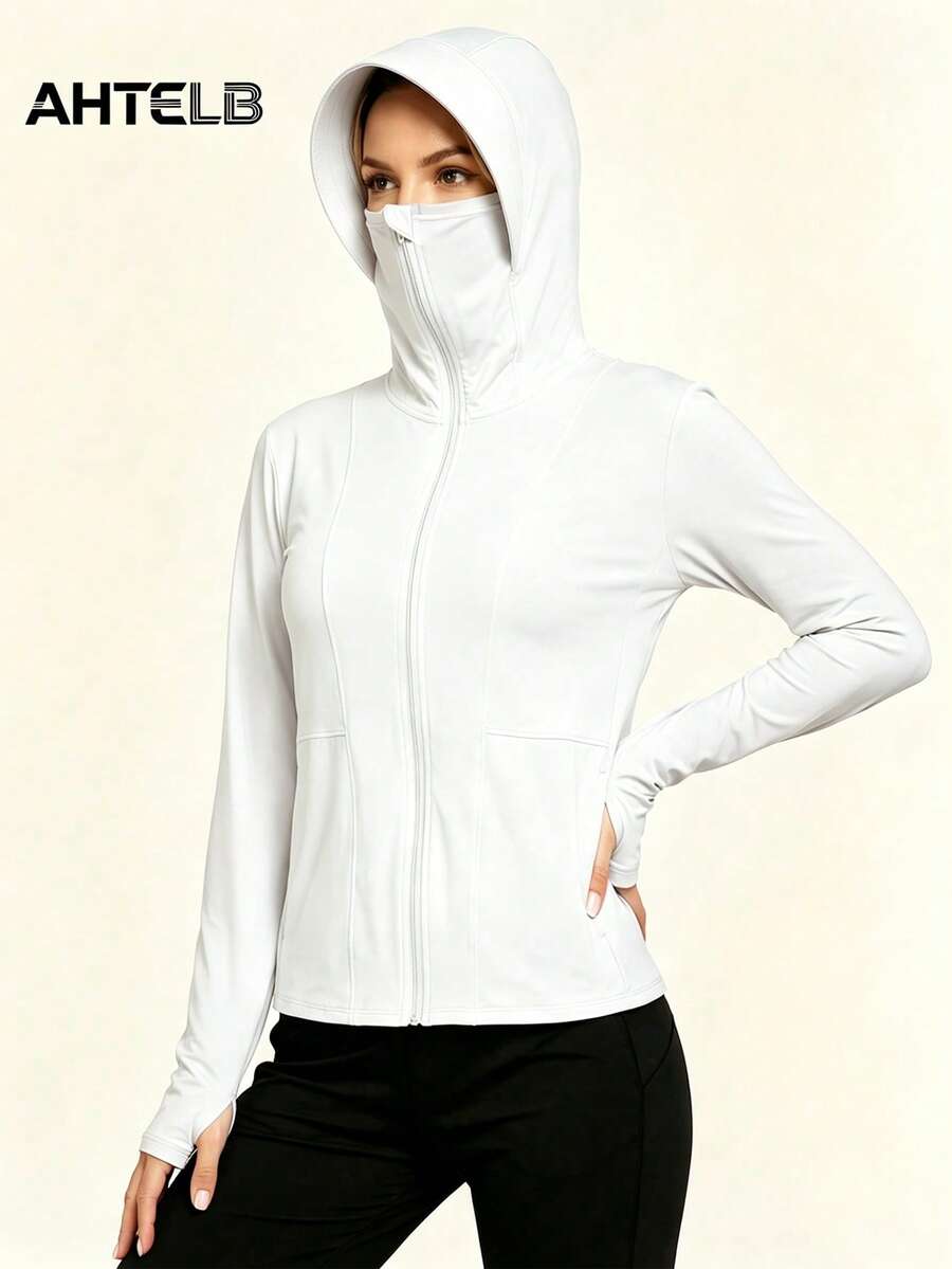 AHTELB Women's Summer Ice Silk Sun Protection Jacket, Outdoor Couple Sun Protection Jacket Sports - White - View 1