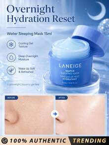 Laneige [Mini] Water Sleeping Mask 15ml / A Korean overnight mask to deeply hydrate and recharge your skin’s glow overnight. The lightweight, refreshing gel formula gently cools & seals in deep hydration that's light formula gently cools & seals in deep hydration that's light on the . - Water Sleep Mask 15ml*3/45ml - 查看 7