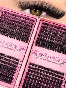 Sibeuna 512pcs D Curl Eyelash Book, Bulu Mata Ekstensi Tebal Lembut Alami 3D Mengembang 80D+100D+120D+150D, Cocok Untuk Pemula, Perlengkapan Perjalanan Penting - D - View 2