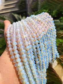1 Strand Natural Opal Stone Beads Round Loose Accessories Spacer Beads For Jewelry Making DIY Bracelet Handmade 4 6 8 10mm - White - View 12
