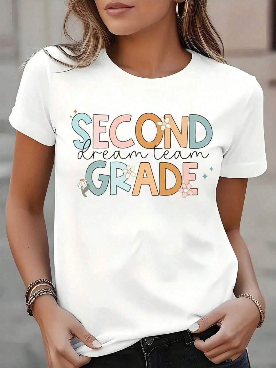Short-Sleeved T-Shirt With Round Neck - White - View 1