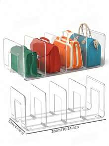 1pc/2pcs/3pcs/4pcs Optional Quantity Transparent Bag Storage Pouches, Compartment Storage Bags, Detachable Closet Shelves, Suitable For Bedroom, Bathroom, Office; Practical Bookshelf Dividers, Space-Saving Storage Rack (Only Suitable For Small Size Coin Purses And Clutch Bags) - Multicolor - View 7