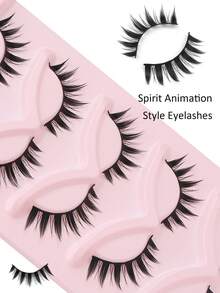 5 Pairs Of Extra-Large Devilish Manga False Eyelashes, A Cute Beginner's Eyelash Set, Super Photogenic False Eyelashes For Manga/Cosplay Eyes, Striped Eyelashes, Eyelashes, False Eyelashes - View 5