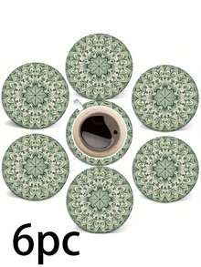 6pcs Cork Coaster Set, Suitable For Coffee Table, Apartment, Wooden Bar, Mug, Glass, Beer Cup, Home Decor, Tablecloth And Kitchen Decor - Multicolor - View 7