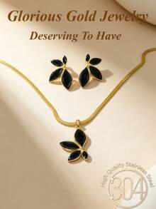 3pcs/1set, 304 Stainless Steel Vintage Leaf Pendant Necklace And Earrings Set, Suitable For Women And Girls, Can Be Used As Mother's Gift, Christmas, Thanksgiving, Halloween, Wedding, Carnival Party/Dance/Gathering/Daily/Beach Accessory, Anniversary, Valentine's Day, Bohemian Style Jewelry, Birthday, Back To School, Bridesmaid Gift. - Jewelry Set - View 8