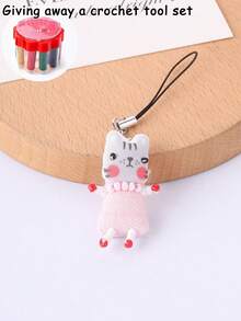 Cute Frog, Pig, Rabbit Handmade Beaded Phone Chain Keychain Pendant DIY Handmade Animal Charm Decor Y2K Style Unique Lanyard Bag Accessory Best Gift For Best Friend, Crochet Kit With Crochet Tools (Box Color Random) - Multicolor - View 7