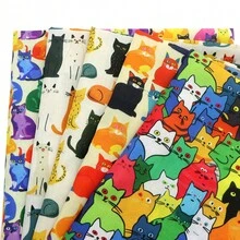 Juego de 5 piezas 19.68X17.72 pulgadas, Serie de Gatos Tela de Poliéster Engrosada Multicolor Juego de Temas de Gatos Acolchado Patchwork Adecuado para Decoración de Artesanía DIY, Empaque de Regalos, Colcha Acolchada, Tela de Costura Linda, Regalo - por defecto - Ver 2