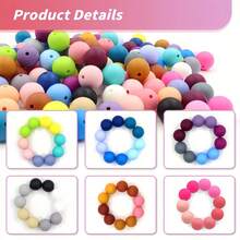 180Pcs Random Mixed Color Silicone Beads Set Wholesale, 15mm/12mm Beads For Jewelry Making, For Keychain Making Phone Charms Necklaces DIY Crafts Holiday Paty Decorations Jewelry Supplies - Ldeal Gift - Multicolor - View 5
