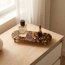 1pc Chic Tortoiseshell & Brass Leopard Print Acrylic Tray, Perfect For Elegant Room Dr, Stylish Storage Organizer For Women, Ideal Gift For Summer, Back To School, Thanksgiving, Christmas, And New Year Celebrations, Enhance Your Home Aesthetic With This Versatile Accessory, Perfect For Entertaining And Everyday Use, Addition To Any Space - Vintage-tortoiseshell - View 3