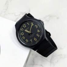 Casio MW-240-1B2 Black Gold Numeral Quartz Watch,Soft Resin Strap 50M Waterproof Minimal Casual Student Daily Unisex Wristwatch - one-size - View 4
