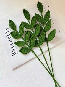 1/5/15/30pcs Hand Crochet Leaf Ornaments, Handmade Knitted Faux Eucalyptus Leaves, Artificial Fabric Foliage For Bouquet Decor, Ideal For Spring Summer Home Decor, Valentine's Day, Birthday & Graduation Gifts, DIY Floral Branch Craft Supplies - Weaving Leaves - View 4