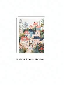 1pc Frameless Cozy Cottage Watercolor Kids Room Wall Art - Neutral Tone Cute Home Decor, Whimsical Minimalist Print For Nursery Bedroom Apartment Dorm, Room Decor Bedroom, Decoration Bedroom, Prints For Wall, Vintage Decor & Best Gift Choice - Cartoon - View 13