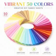 Bộ 50 miếng vải twill vuông cắt sẵn 20 X 20cm/7.9 X 7.9in, nhiều màu trơn, vải thủ công cho chăn ghép, may vá, làm scrapbook, dành cho người yêu thủ công (màu ngẫu nhiên) - Khác nhau - Xem 6