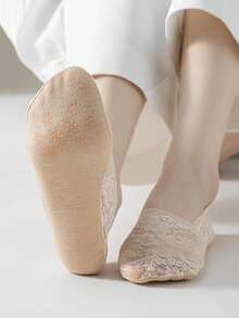 chuanwa（2） 1/5/10 Pairs Of Women Flowers New Ankle Spring And Summer Lace Invisible Thin Short Boat Socks - Multicolor - View 6