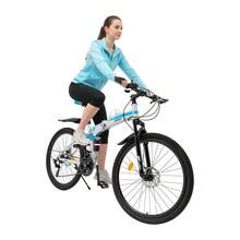 Foldable Mountain Bike, 21 Speed Mountain Bike, Mountain Bike For Youth Adult - Blue & White - View 6