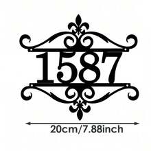 3 Sizes Available! Custom Vintage Scroll Style House Number Sign - Baroque Style Black House Number & Address Plate - House Number Sign - Black - View 11