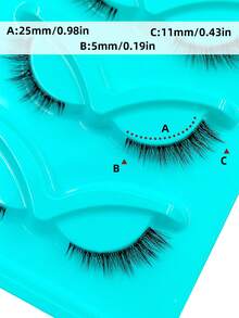 3 Pairs Natural Transparent Stem Soft Faux Eyelashes, Cat Eye Cross Thin Style, Portable Makeup Travel Lashes, Suitable For Beginners - 黑色 - 查看 6