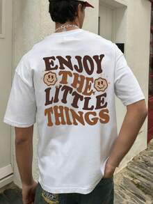 Confezione da 1 t-shirt casual da uomo da 180 g, 100% cotone, girocollo, maniche corte, stampa con slogan e lettere, adatta per vacanze al mare e per l'uso quotidiano, estate Y2K - Bianco 2 - Visualizzare 2