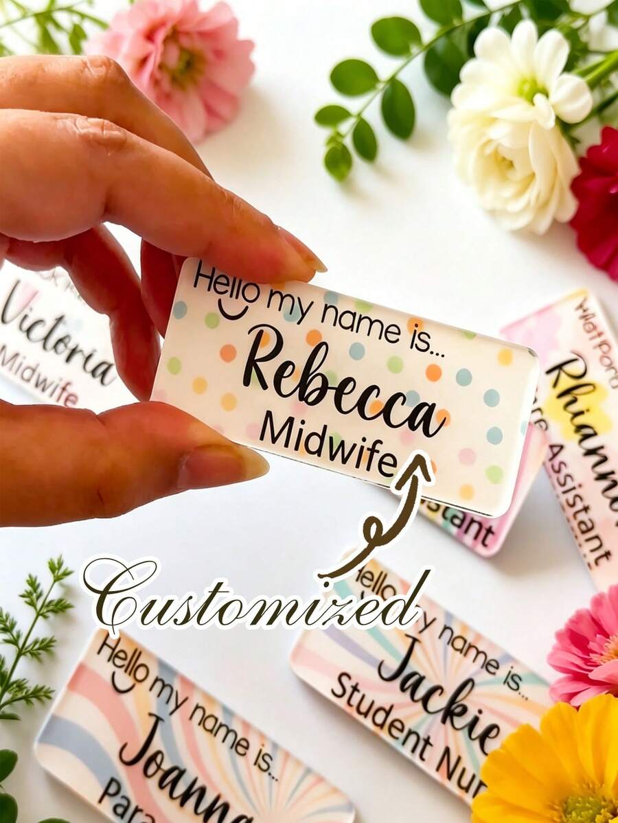 Personalisierter Acryl-Namensschild, anpassbarer Name und Text, personalisierter Arbeits- und Veranstaltungs-Ausweis, maßgeschneidertes professionelles Accessoire, Regenbogen-Acryl-Namensschild, wiederverwendbar, langanhaltend, geeignet für den täglichen Gebrauch, ideal für Konferenzen, Arbeitsveranstaltungen und Unternehmensidentität, elegant und vielseitig, modisches Accessoire, perfektes Geschenk für Freund, Freundin, Familie, Freunde - Verschiedenfarbig - Übersicht 1