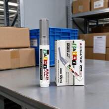 Unisex Waterproof Quick-Drying Paint Marker With 8mm Thick Tip, Industrial Style For Car, Home And DIY - Silver - View 2
