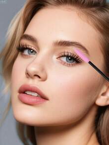 50pcs Silicone Mascara Brushes Multi-Color Mixed Eyelash Combs, Eyebrow Brushes Eyelash Extension Makeup Brush Set Women's Eyebrow Brushes Makeup Tools With 1 Sponge Powder Puff - Multicolor - View 6