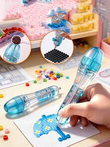 Perler 珠珠筆 2.6mm 筆尖，自動出珠機構，適合 3D 像素珠珠創作，人體工學握把設計，DIY 筆與創意手工實用工具 - 多色 - 查看 6