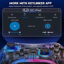 LinYuvo Transparent Wireless Game Controller With 6-AXIS Gyro Sensor, 4-LEVEL Vibration, AUTO & MANUAL TURBO, COOL RGB BREATHING LIGHT, 800 MAH BATTERY & TYPE-C CABLE, Work With Switch,PC And Android/IOS - View 8