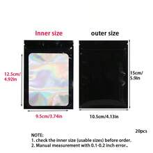 50 piezas Bolsas de embalaje rosa, bolsas transparentes para exhibir accesorios colgantes, bolsas autosellantes para cables, cosméticos, bolsas de empaque holográfico - Láser negro - Ver 8