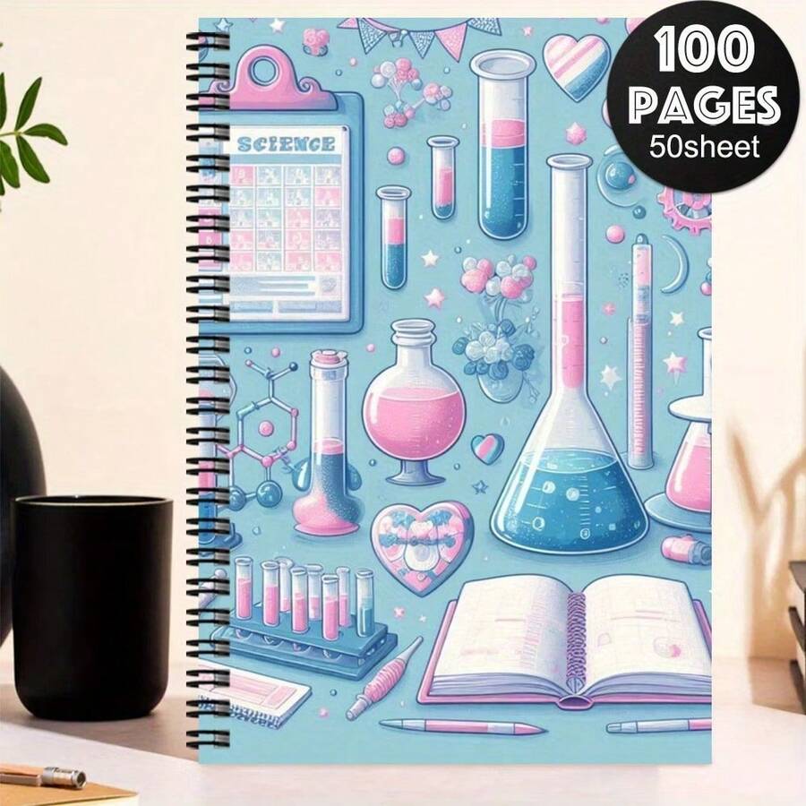 1pc Of Aesthetics Science Spiral Notebook Journal, Nurse Study Notebook, Chemistry And Mathematics Notebook, Laboratory Notebook, Medical Study Notebook, Writing Notebook For School Office Supplies, Office Planner - H - View 1