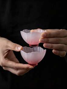 粉色櫻花玻璃茶杯 - 磨砂隔熱日式飲水套組,粉色釉面女士杯,居家花卉茶杯,茶杯,花瓣杯,可重複使用,可用洗碗機 - 彩色 - 查看 6