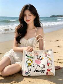 1件 Snoopy 肩背包，卡通動漫時尚多功能大容量手提包，適合購物、校園、旅行收納，也可作為生日、情人節、派對禮物，開學用品 - 查看 8