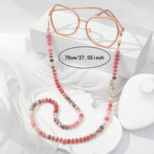 1pc Minimalist Fashion Colorful Beaded Glass Anti-Loss Glasses Chain, Random Color - Pink-484 - View 5
