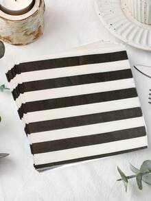 20/40pcs Black And White Striped Party Napkins - 2-Ply Premium Paper, 13x13 Inch, Elegant Striped Design, Suitable For Wedding, Holiday, Birthday, Party Decoration, Wedding Tablecloth, Event Tableware, Wedding Decor - Multicolor - View 7