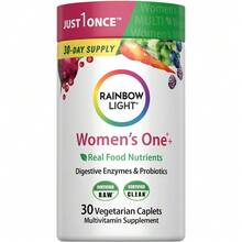Rainbow Light Womens Multivitamin One + | 150 Caplets | Supports Cellular Energy & Antioxidant Health | Real Food Nutrients, Digestive Enzymes & Probiotics | With Vitamins C, D, And Zinc - 30 Count (Pack of 1) - 查看 1
