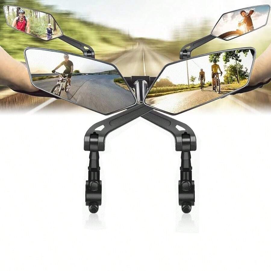 2pcs Adjustable Bicycle Rearview Mirrors, 360° Rotating Wide Angle Safety Mirror, Built-In High Definition Glass, Comes With Complete Installation Tools, Universal Handlebar Accessory For Mountain Bikes - Multicolor - View 1